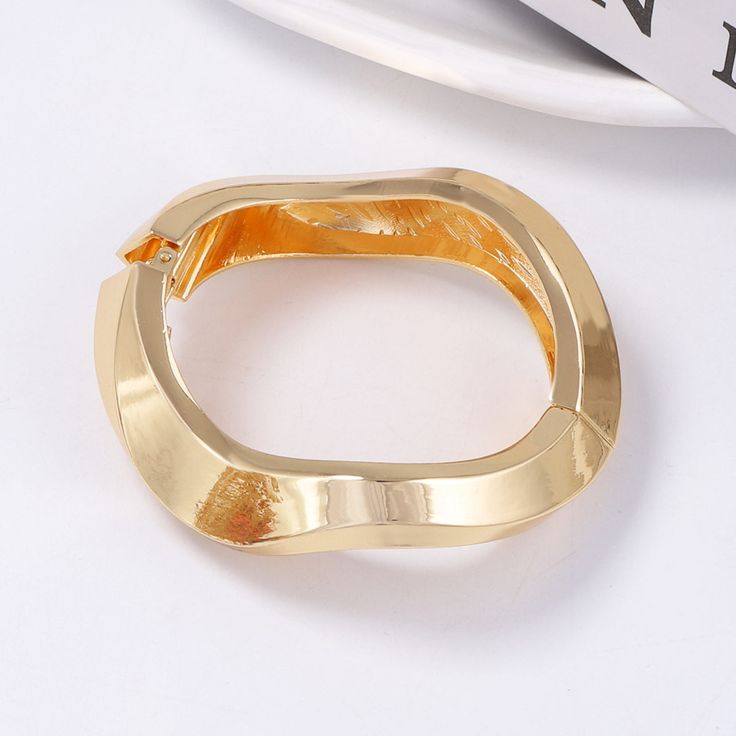 Sculpted Gold Steel Statement Bangle (SET 2)