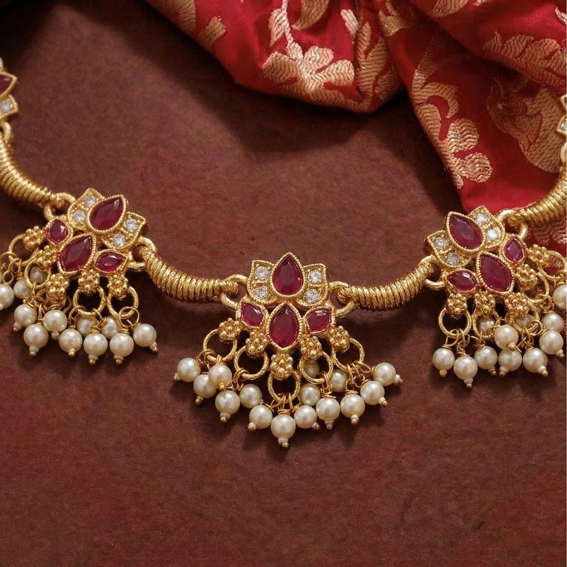 Ratna Pushpa Jaalam Necklace Set