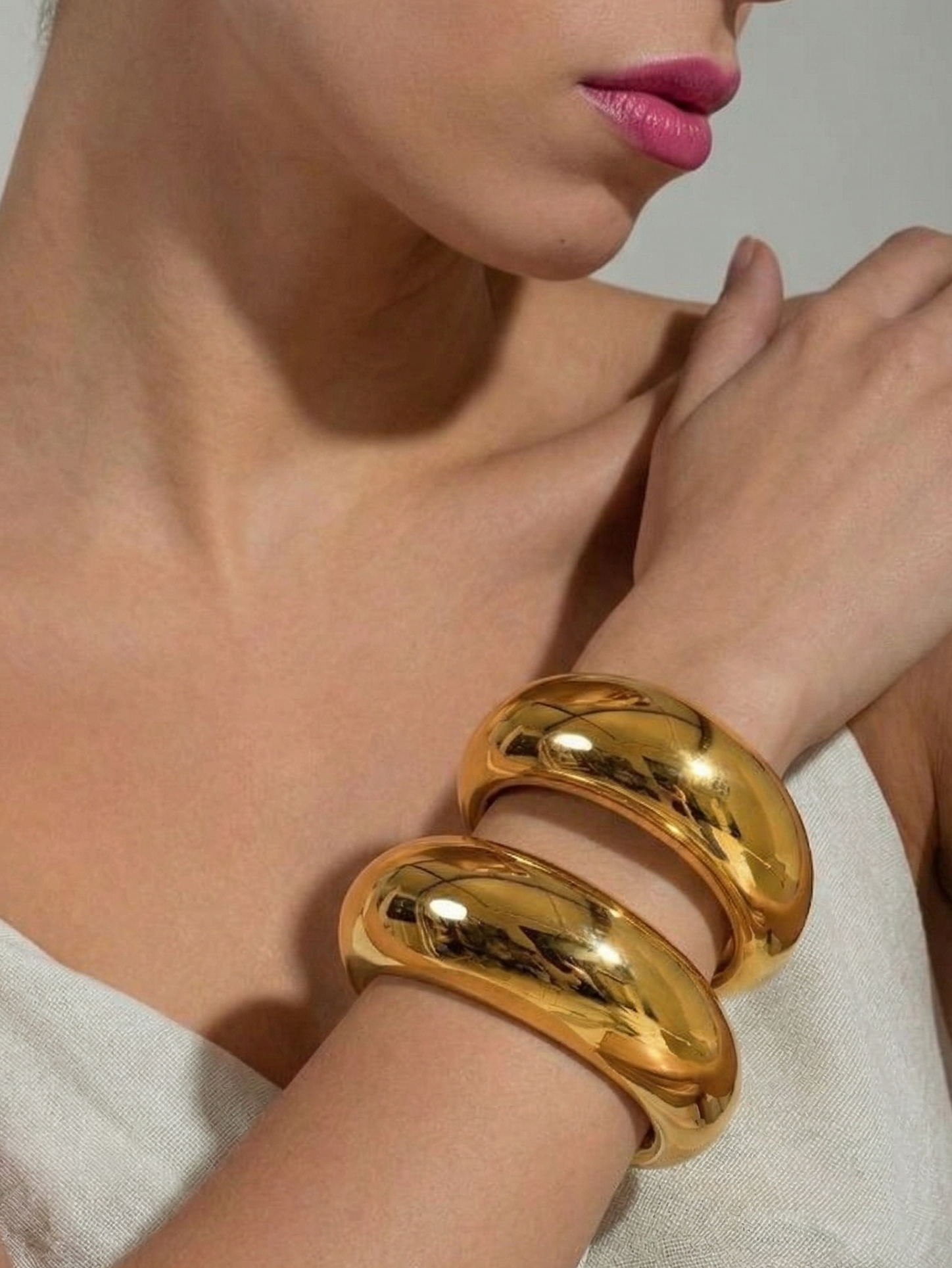 Gold Dome Statement Bangle Set