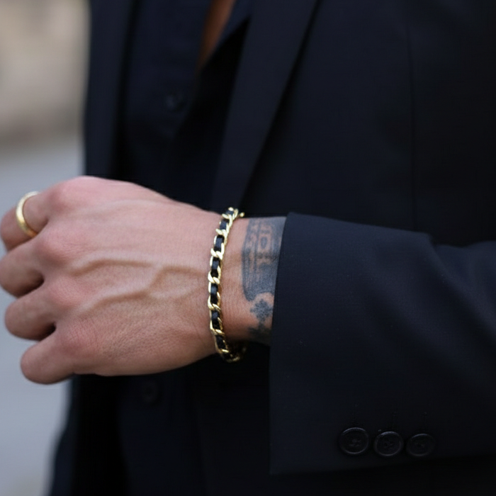 Obsidian Link Menβs Bracelet