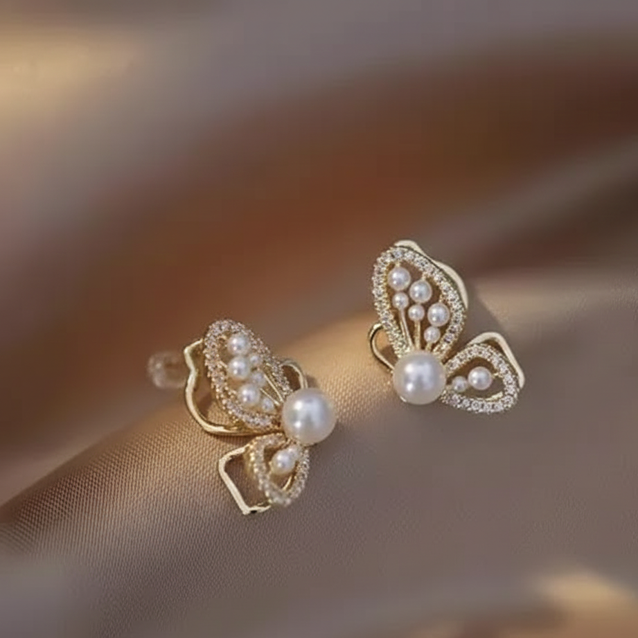 Ethereal Winged Gold Earrings