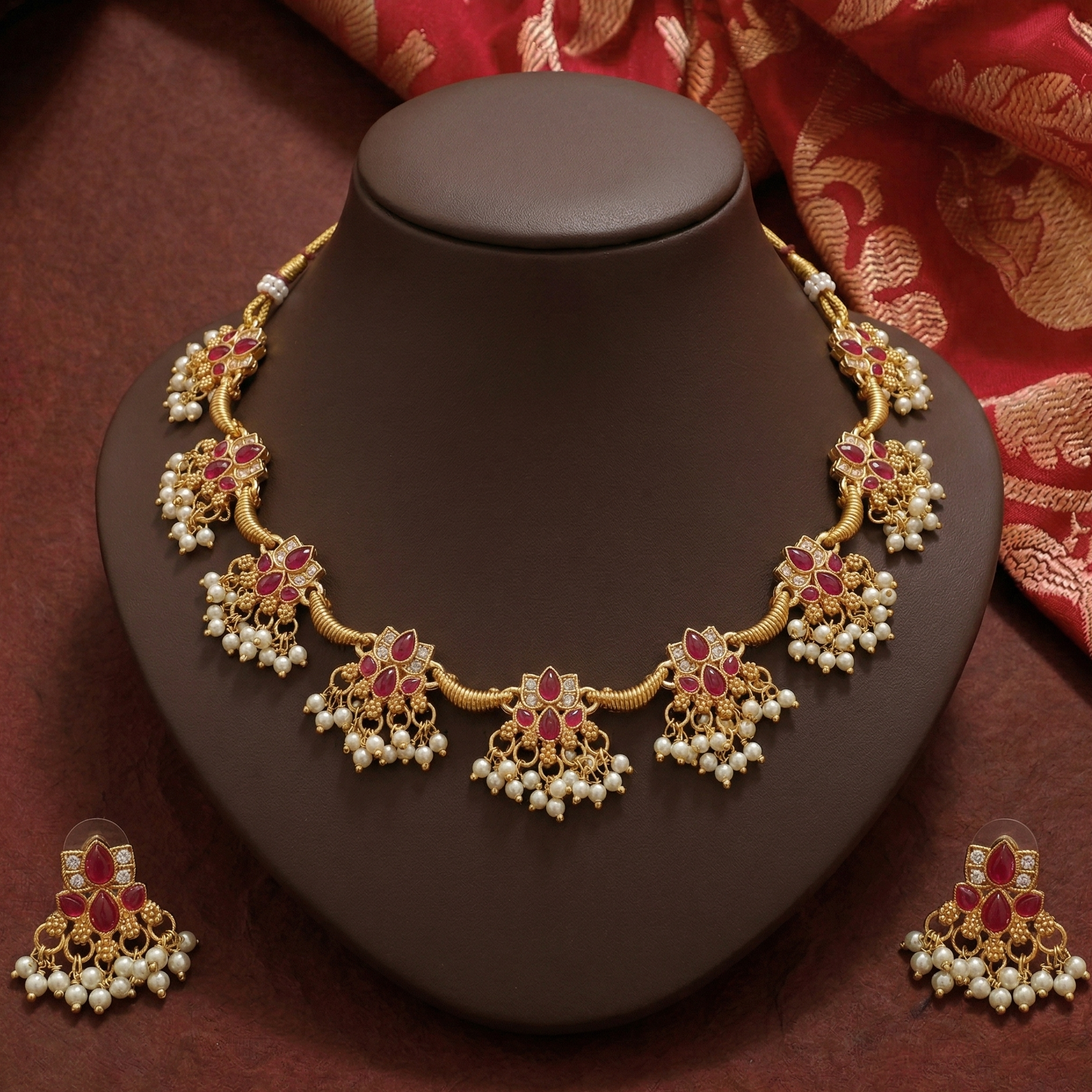 Ratna Pushpa Jaalam Necklace Set
