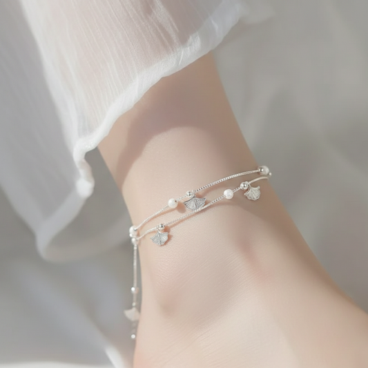 LunaShell Silver Anklet