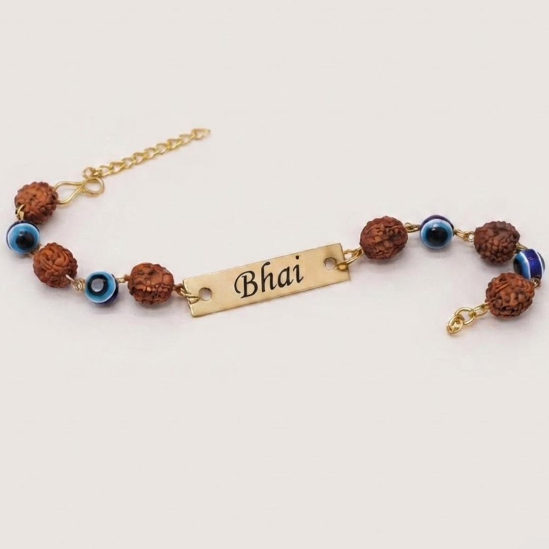 Personalized Name Rudraksha Evil Eye Rakhi
