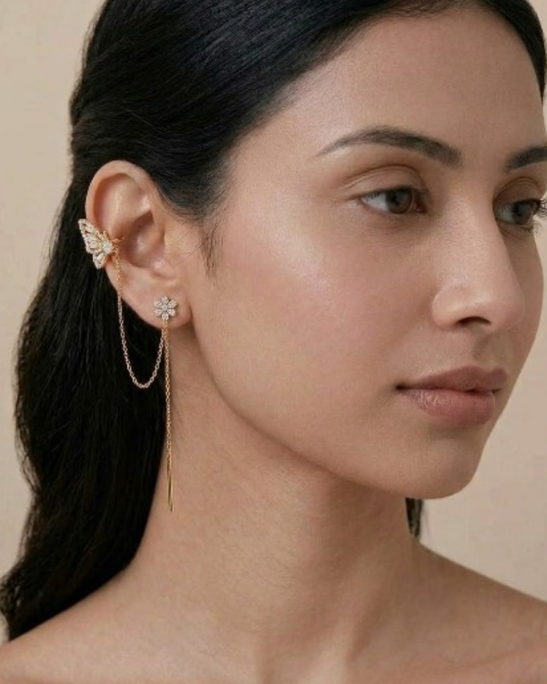 Butterfly Cascade Ear Chain