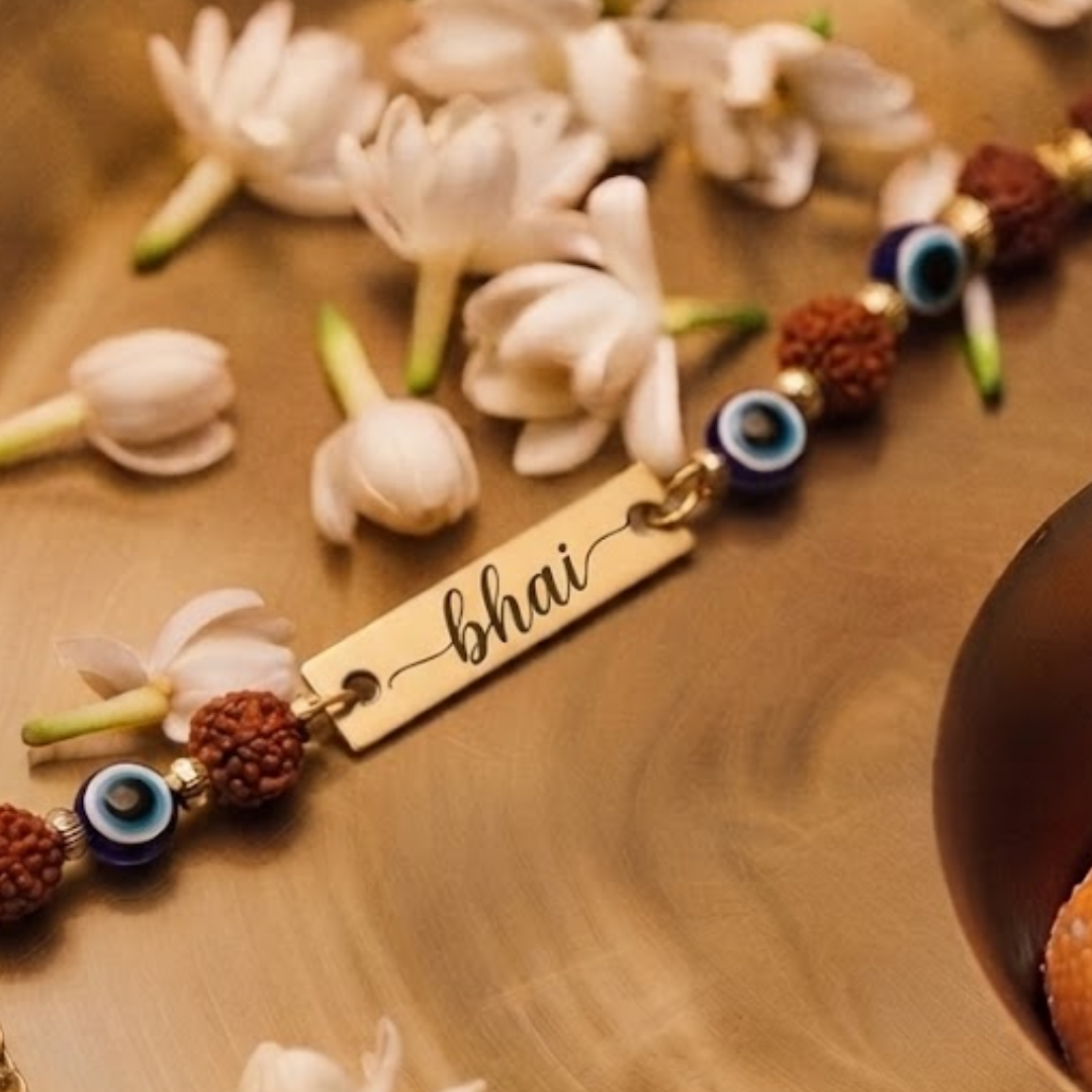 Personalized Name Rudraksha Evil Eye Rakhi