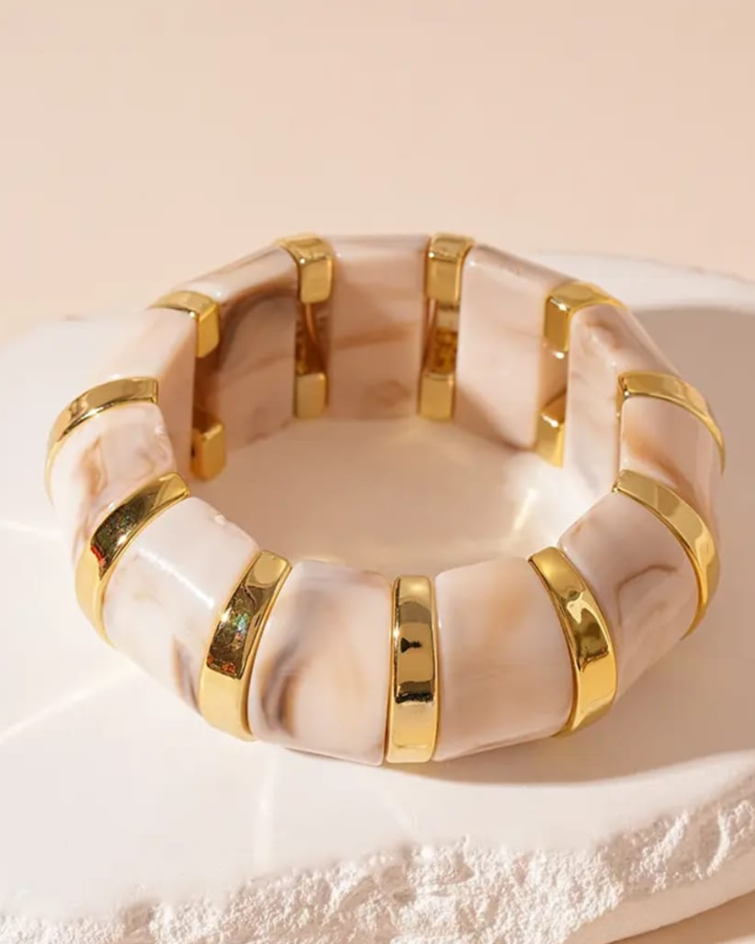 Marble Link Gold Steel Bracelet