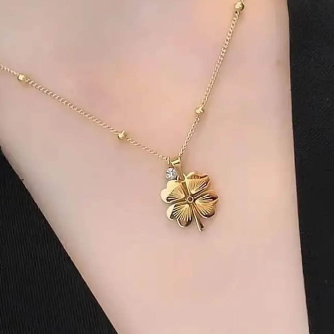 Golden Aura Clover Necklace