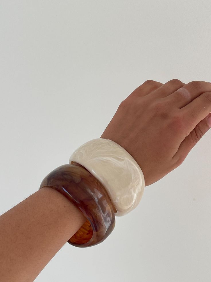 Beige Brown Bangle Stack