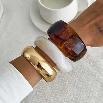 Multi-Tone Acrylic Statement Bangle Set
