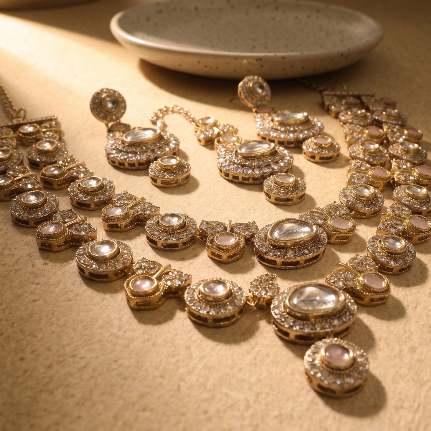 Emerald Royale Kundan Polki Bridal Necklace Set