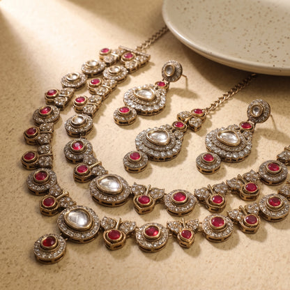 Emerald Royale Kundan Polki Bridal Necklace Set