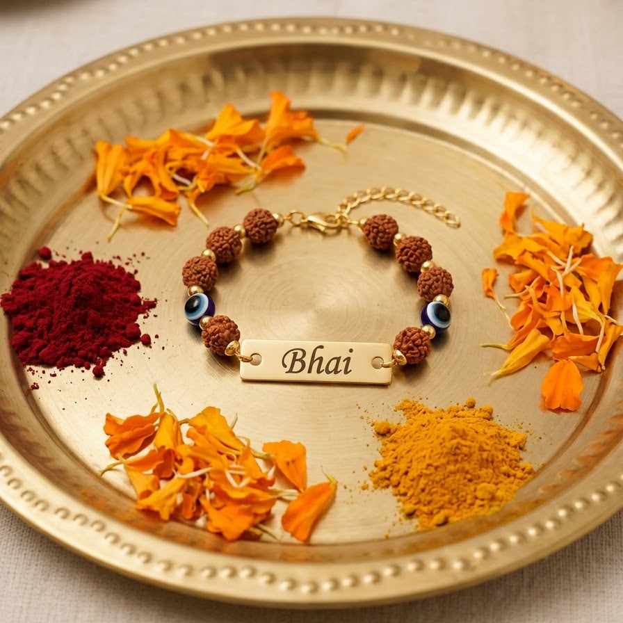 Personalized Name Rudraksha Evil Eye Rakhi