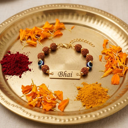 Personalized Name Rudraksha Evil Eye Rakhi