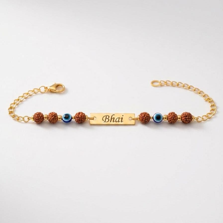 Personalized Name Rudraksha Evil Eye Rakhi