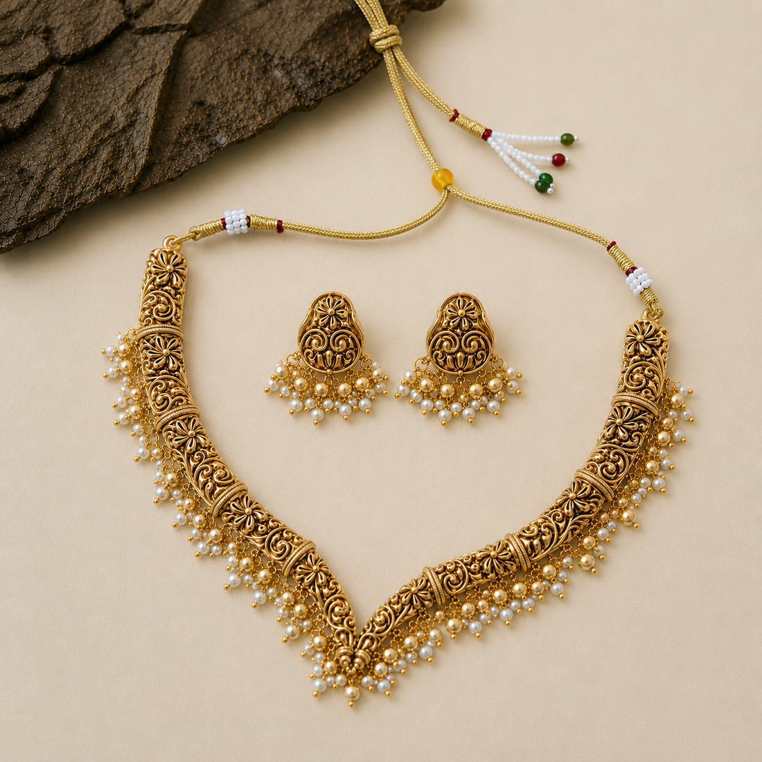 Pushpa Kundan Necklace Set