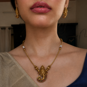 Vighnaharta Necklace and Earpiece Set