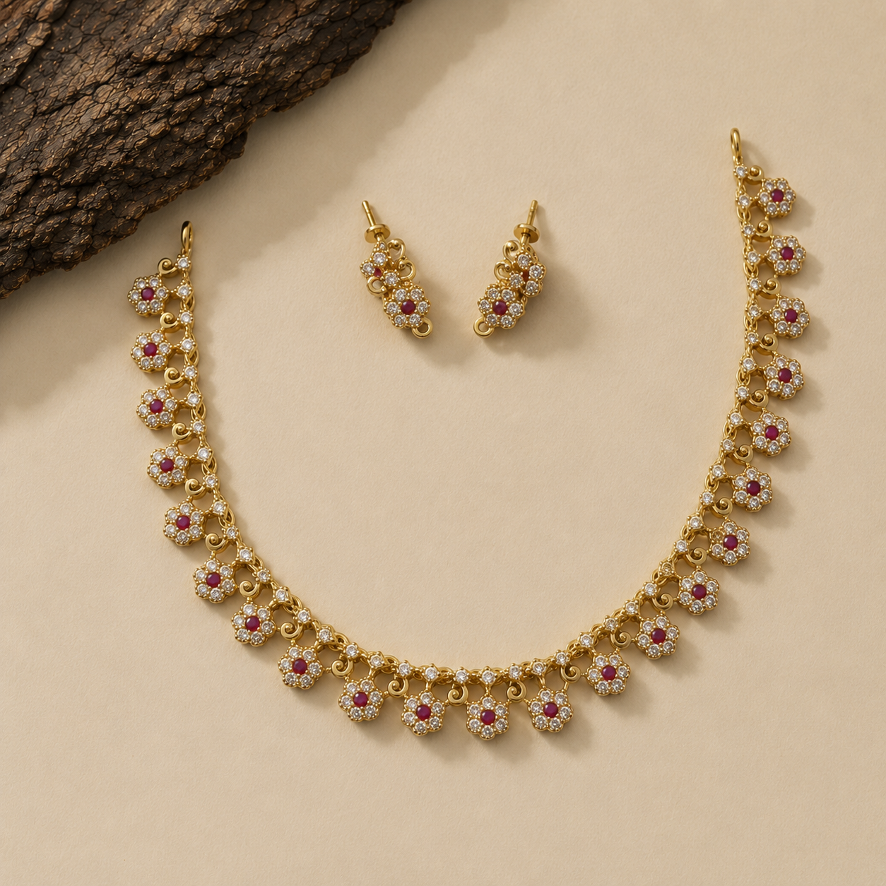 Ruby Bloom AD Necklace Set