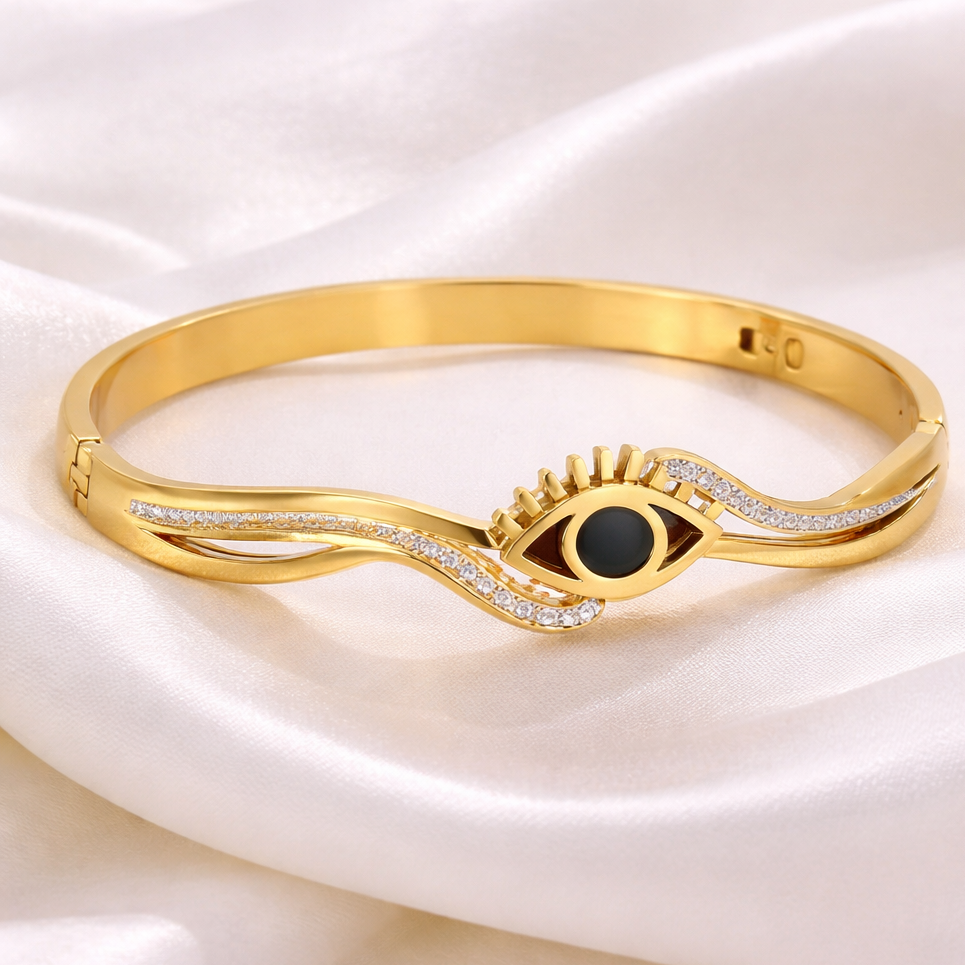 Black Evil Eye Wave Bracelet