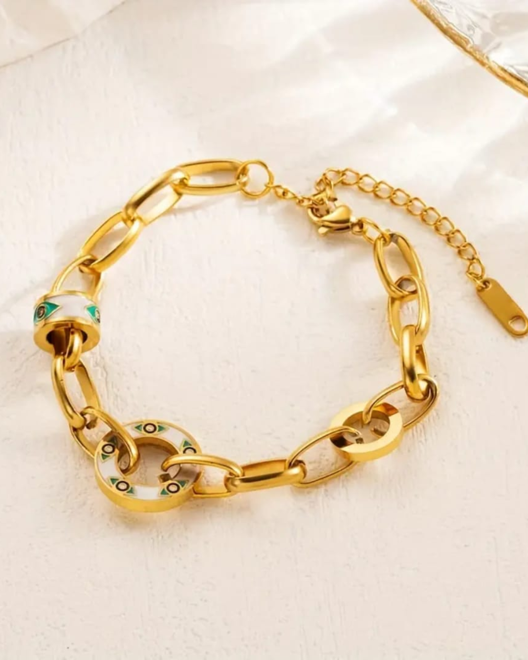 Titanium Steel Green Eye Bracelet &amp; Anklet