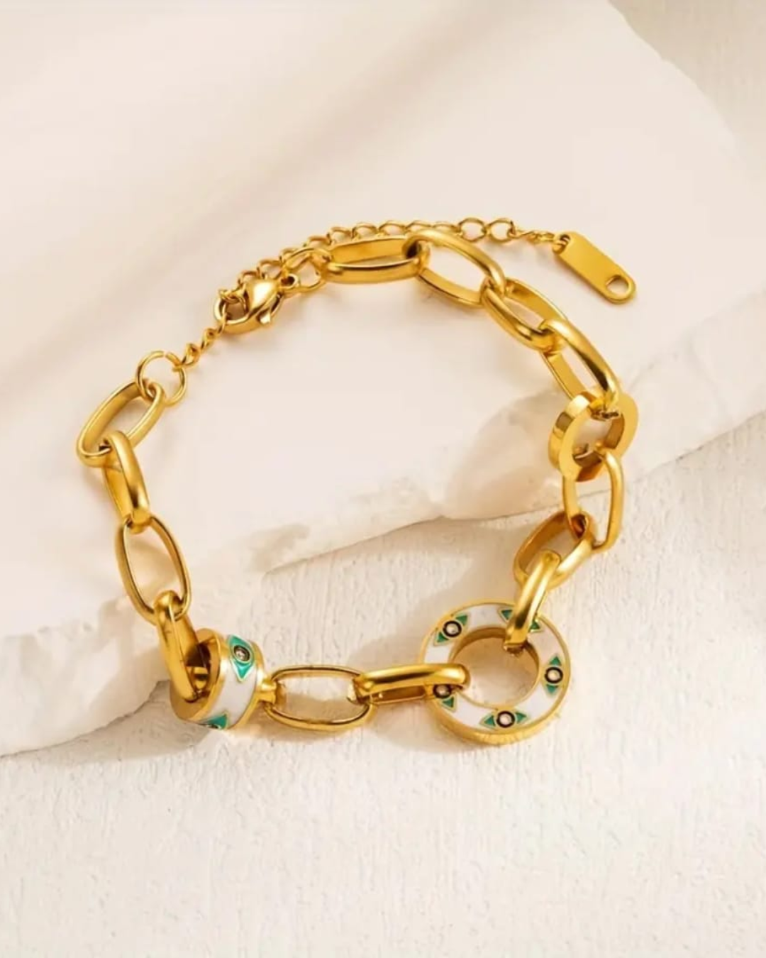 Titanium Steel Green Eye Bracelet &amp; Anklet