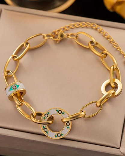 Titanium Steel Green Eye Bracelet &amp; Anklet
