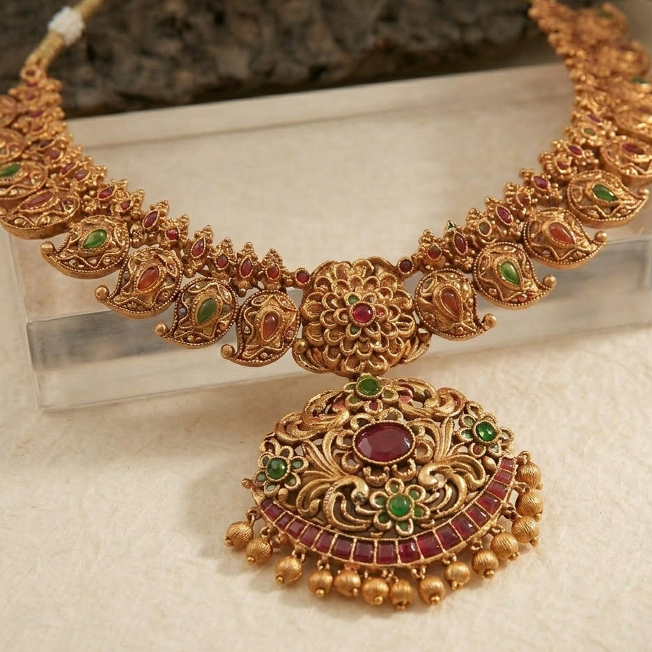 Mayura Dual-Layer Temple Necklace Set