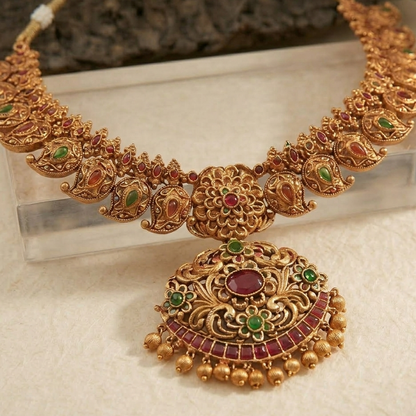 Mayura Dual-Layer Temple Necklace Set