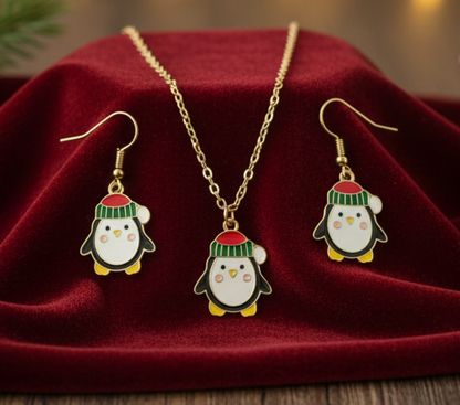 Frosty Penguin Christmas Jewelry Set