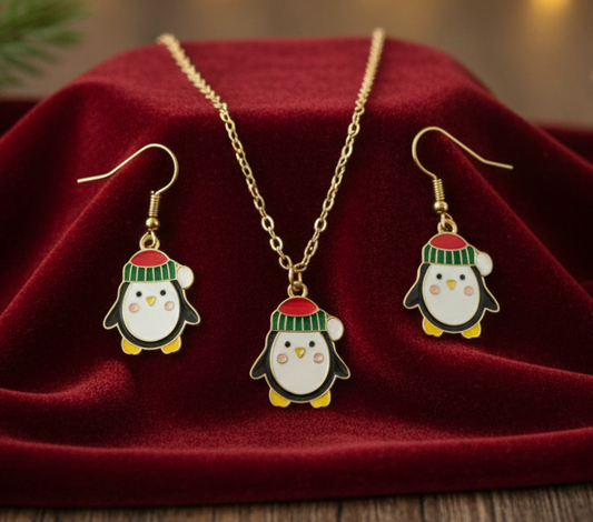 Frosty Penguin Christmas Jewelry Set