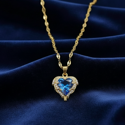 The Blue Heart Crystal Pendant Necklace