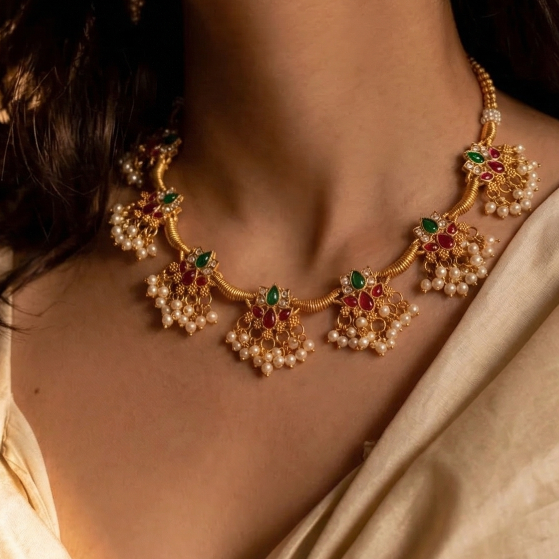Ratna Pushpa Jaalam Necklace Set
