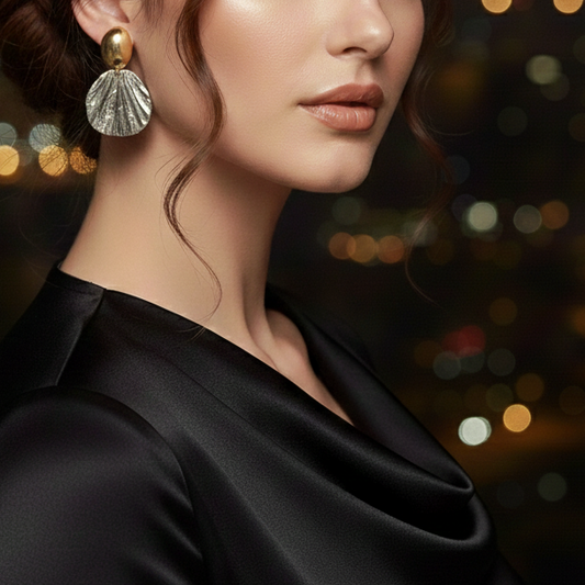 Golden Silver Shell Drop Earrings