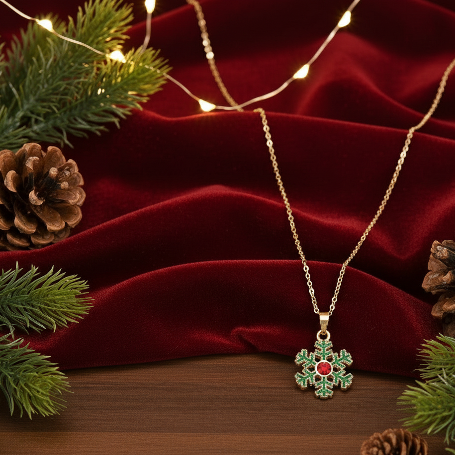 Holly Snowflake Christmas Jewelry Set