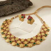 Shubh Lakshmi Ganesh Coin Temple Necklace