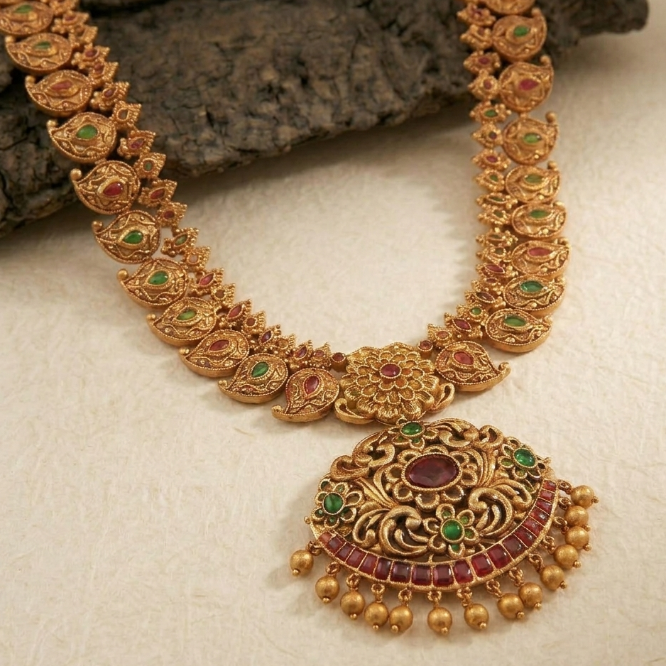 Mayura Dual-Layer Temple Necklace Set