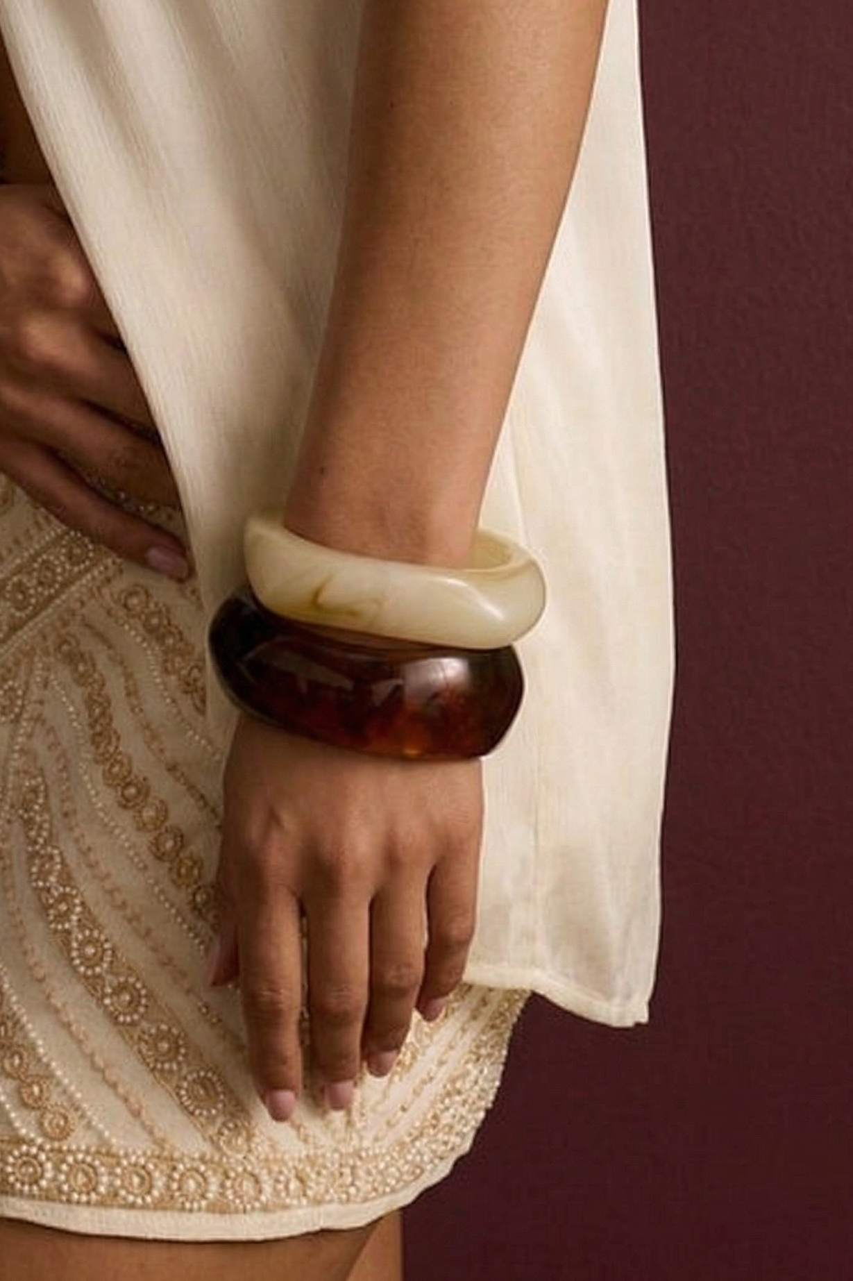 Multi-Tone Acrylic Statement Bangle Set