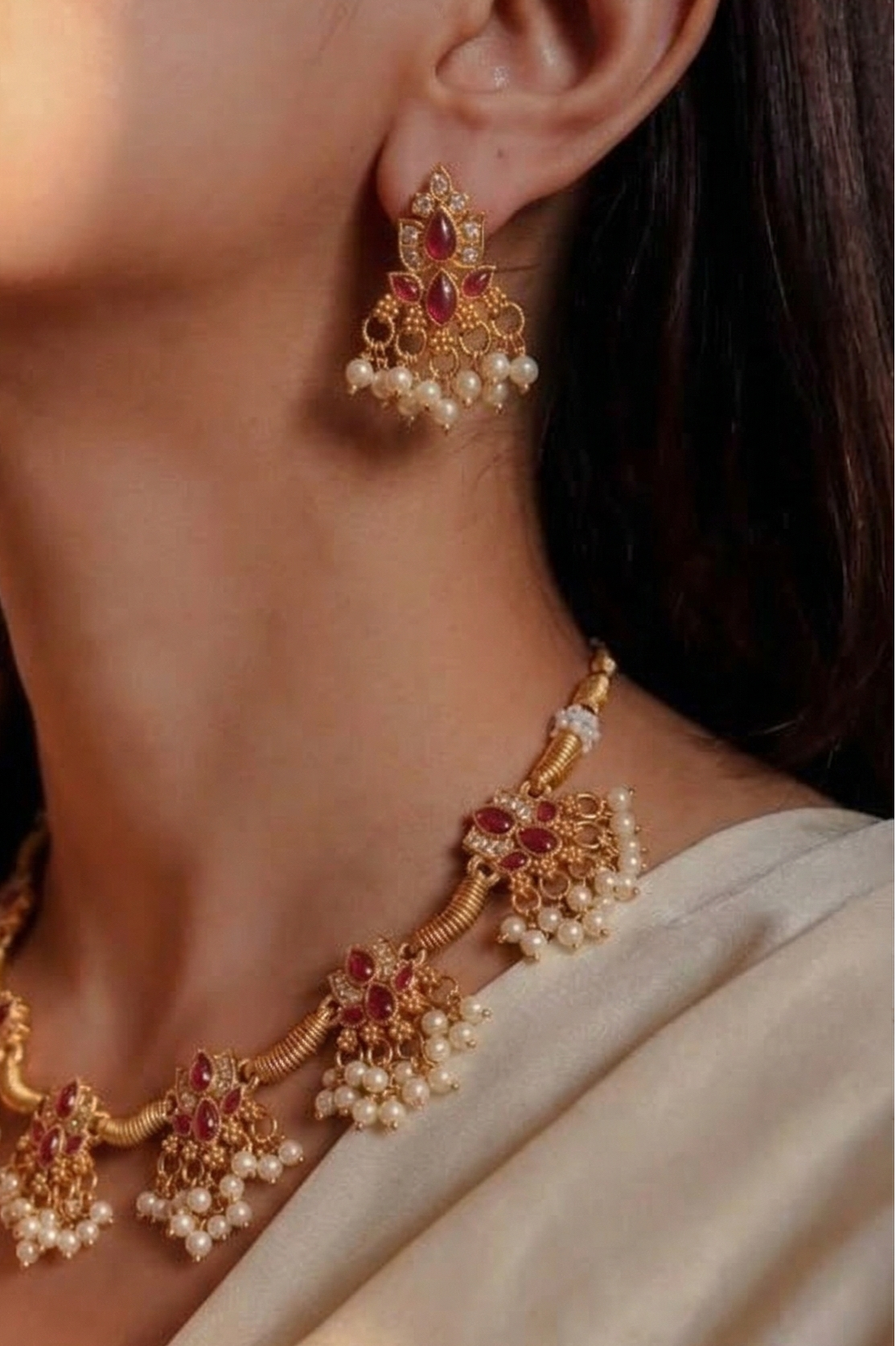 Ratna Pushpa Jaalam Necklace Set