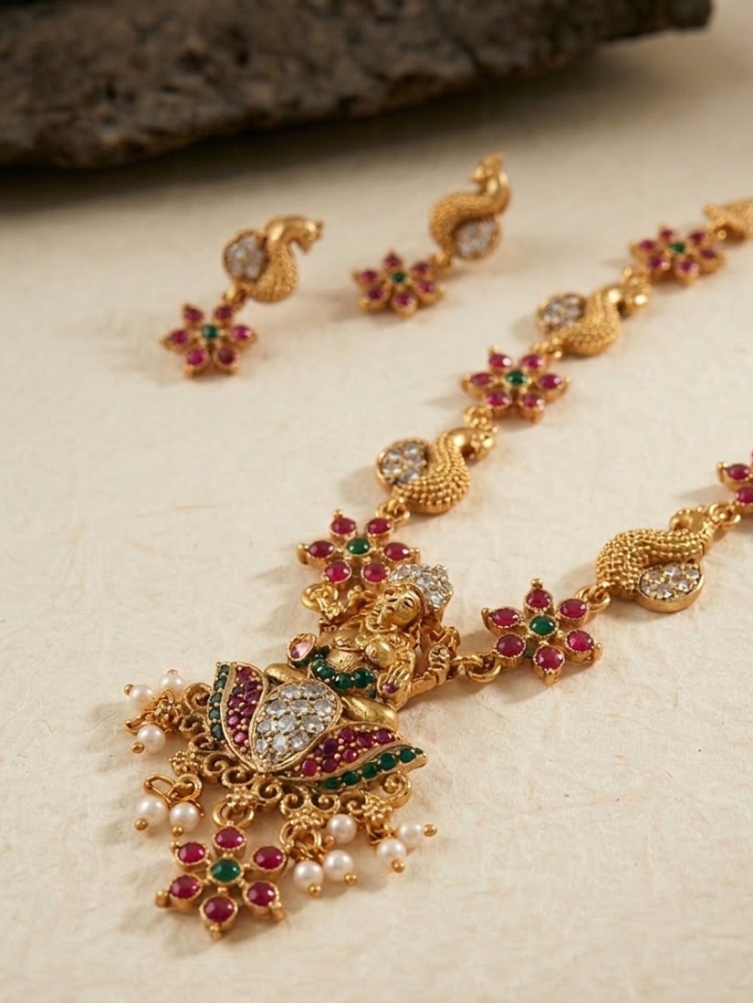 Mayur Varnika Temple Necklace Set