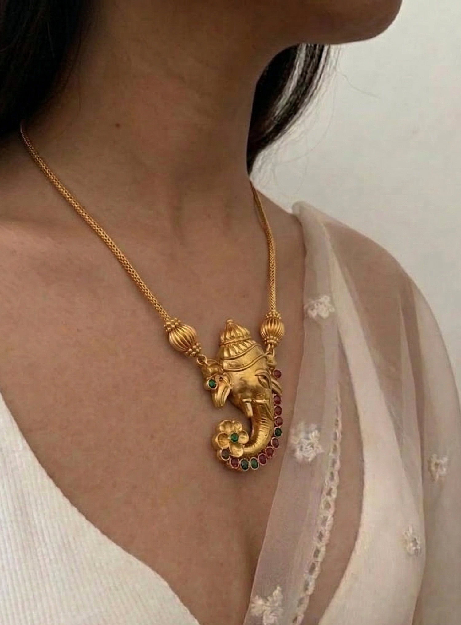 Vighnaharta Necklace and Earpiece Set