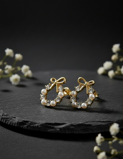 Petal Pearl Bow Studs