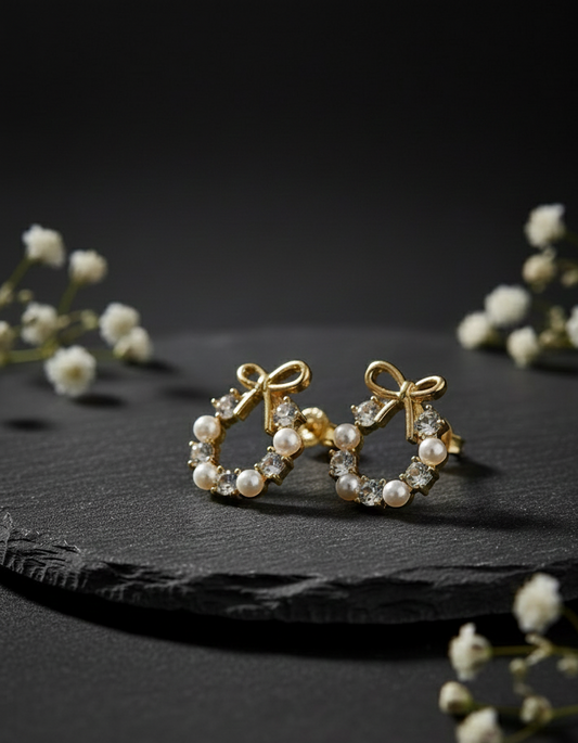Petal Pearl Bow Studs