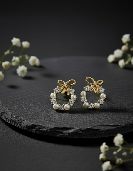 Petal Pearl Bow Studs