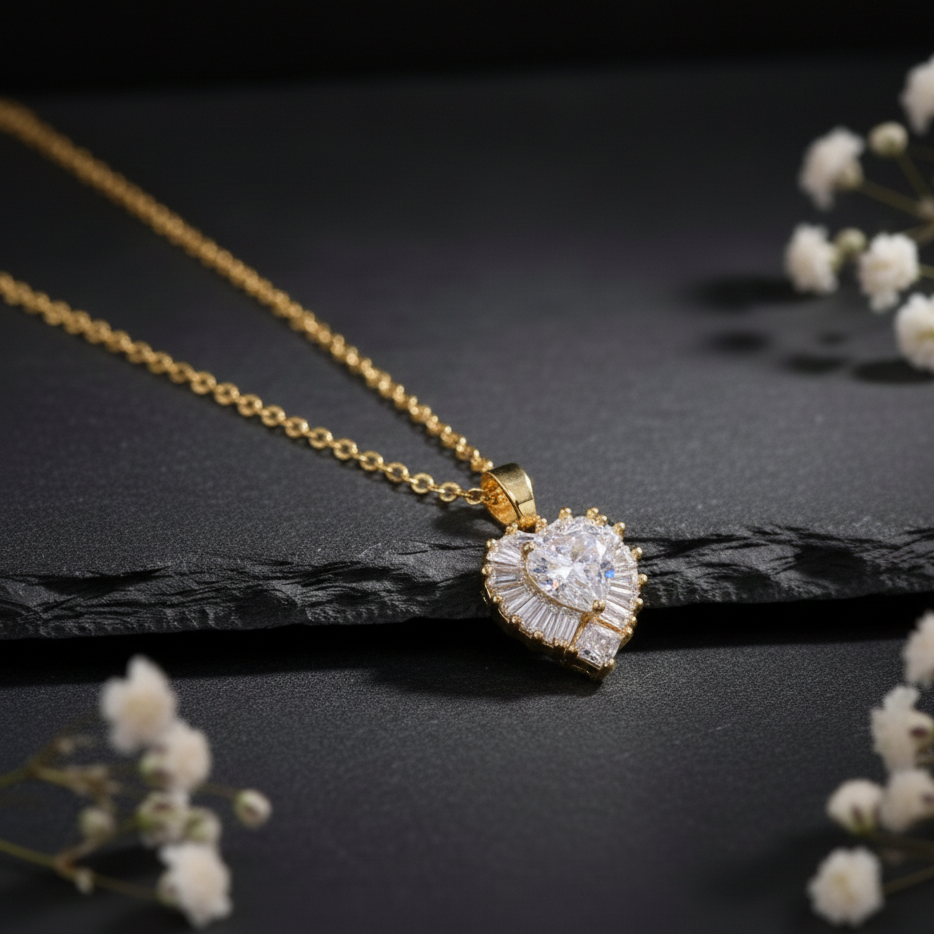 Golden Heartstone Necklace