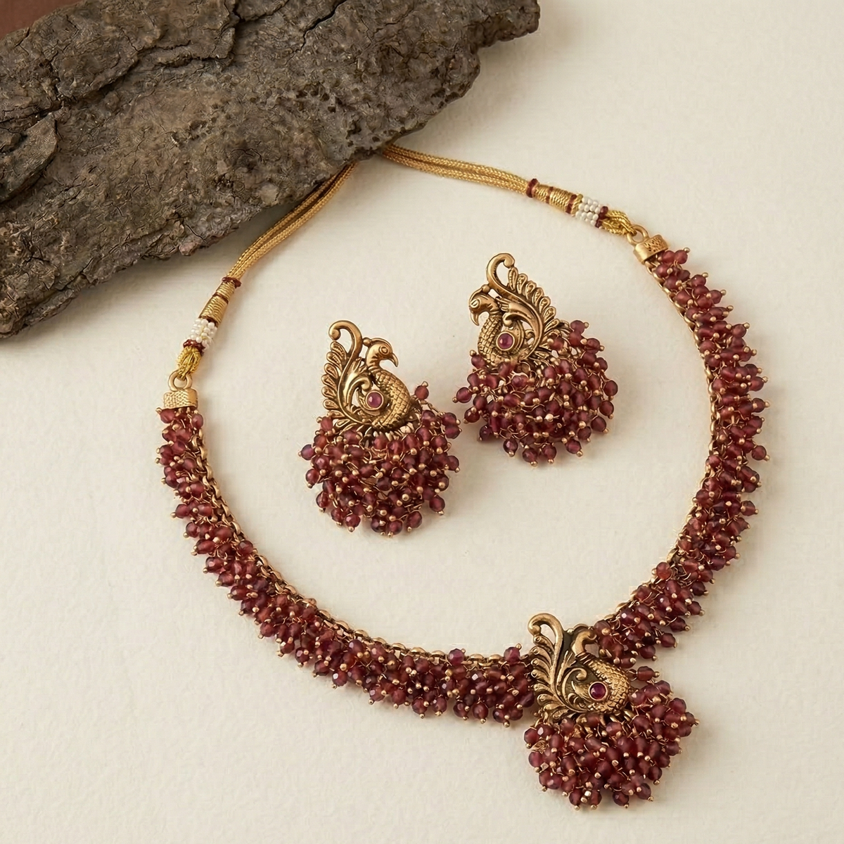 Rosewood Heirloom Kundan Beaded Set