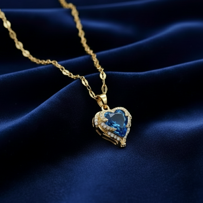 The Blue Heart Crystal Pendant Necklace