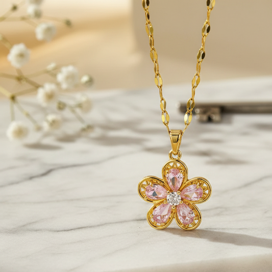 Blush Bloom Stone Necklace