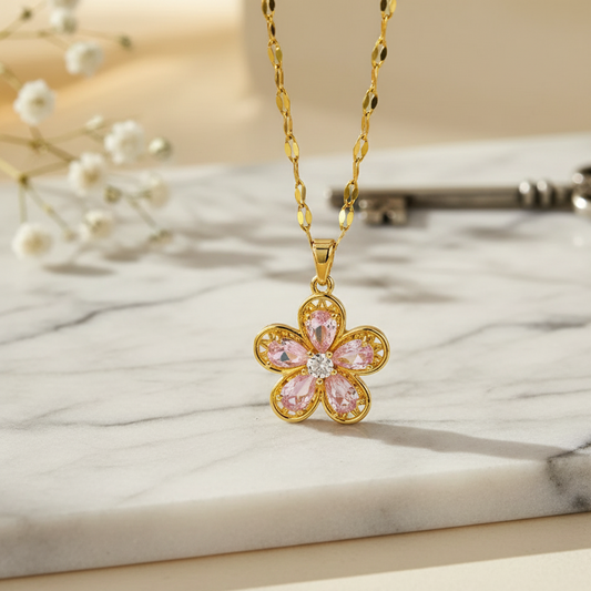 Blush Bloom Stone Necklace