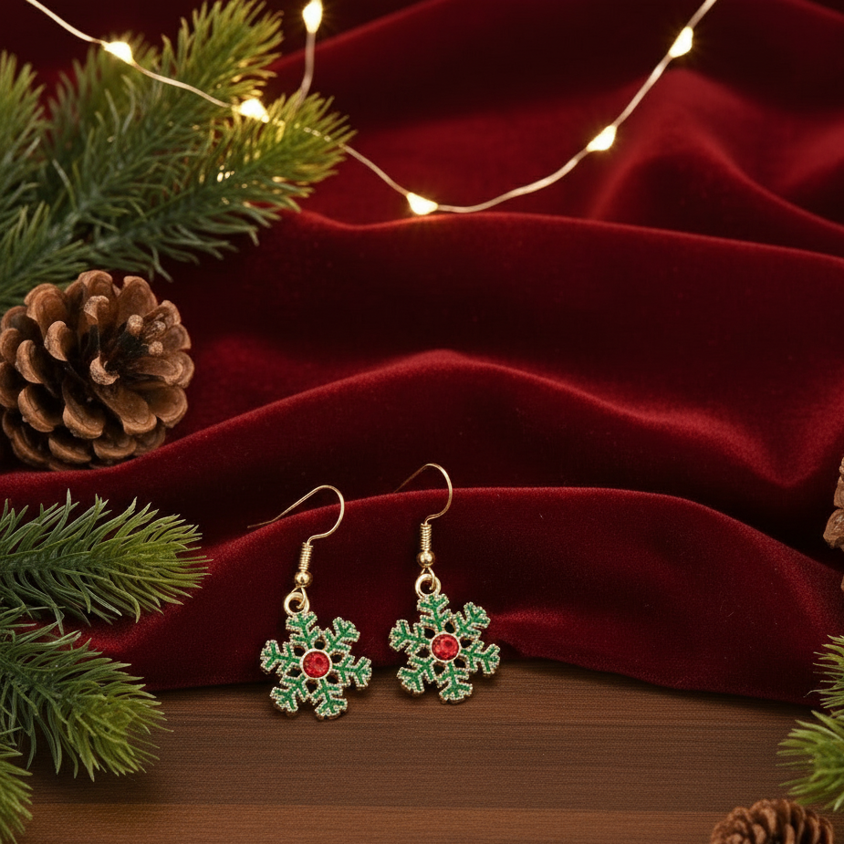 Holly Snowflake Christmas Jewelry Set