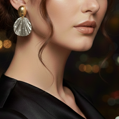 Golden Silver Shell Drop Earrings